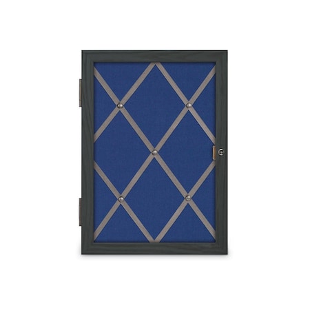 United Visual Products Sliding Door 8" Wood Framed Display Case, UVDC1650-OAK-MEDGRY UVDC1650-OAK-MEDGRY